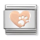 Nomination Composable Classic Link 430104/12 Heart with Footprints in 9K Rose Gold